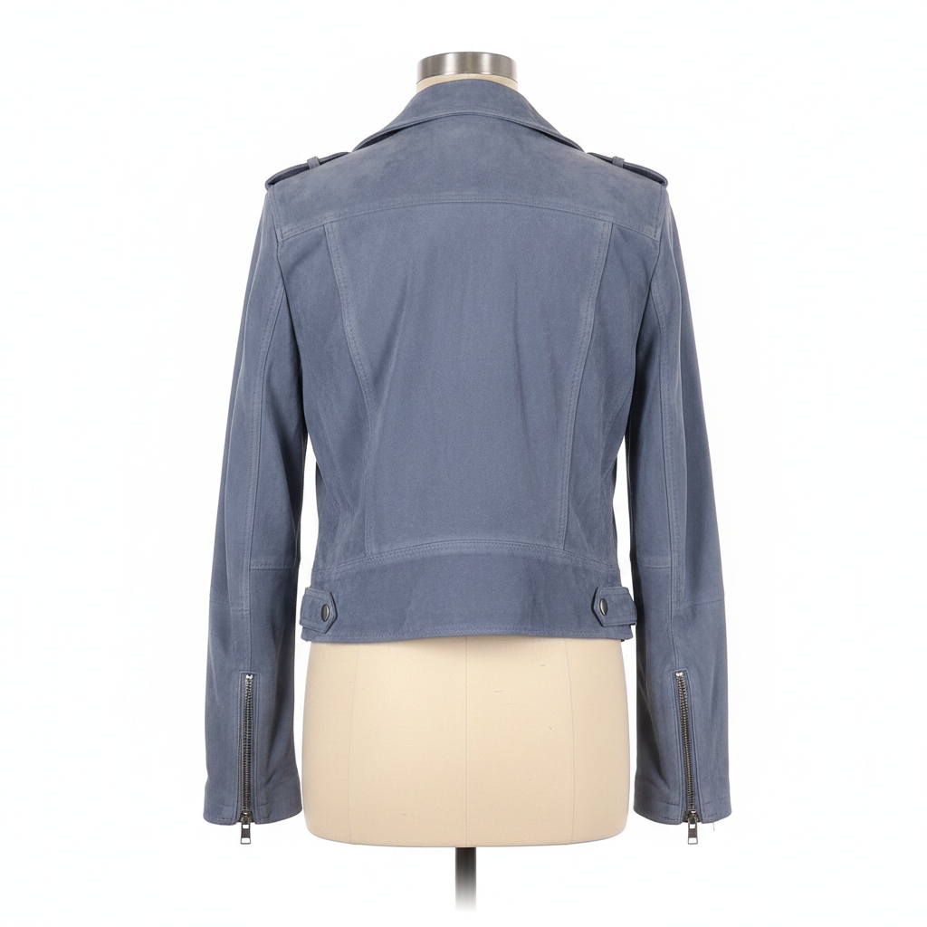 Blank NYC Moto Jacket - Back, light suede blue