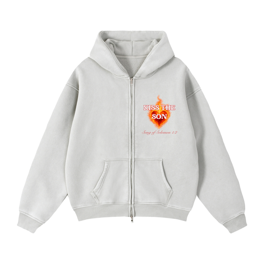 Kiss the Son Zip-Up Boxy Fleece Hoodie