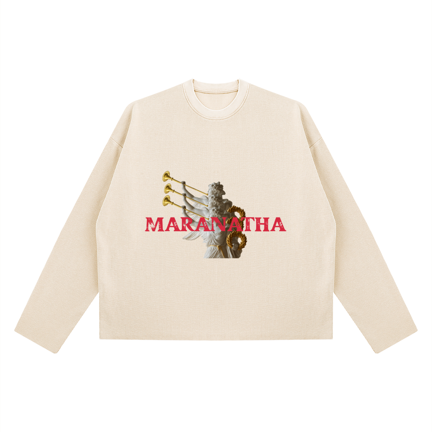 Maranatha Vintage Wash Boxy  Waffle Raw Edge Long Sleeve